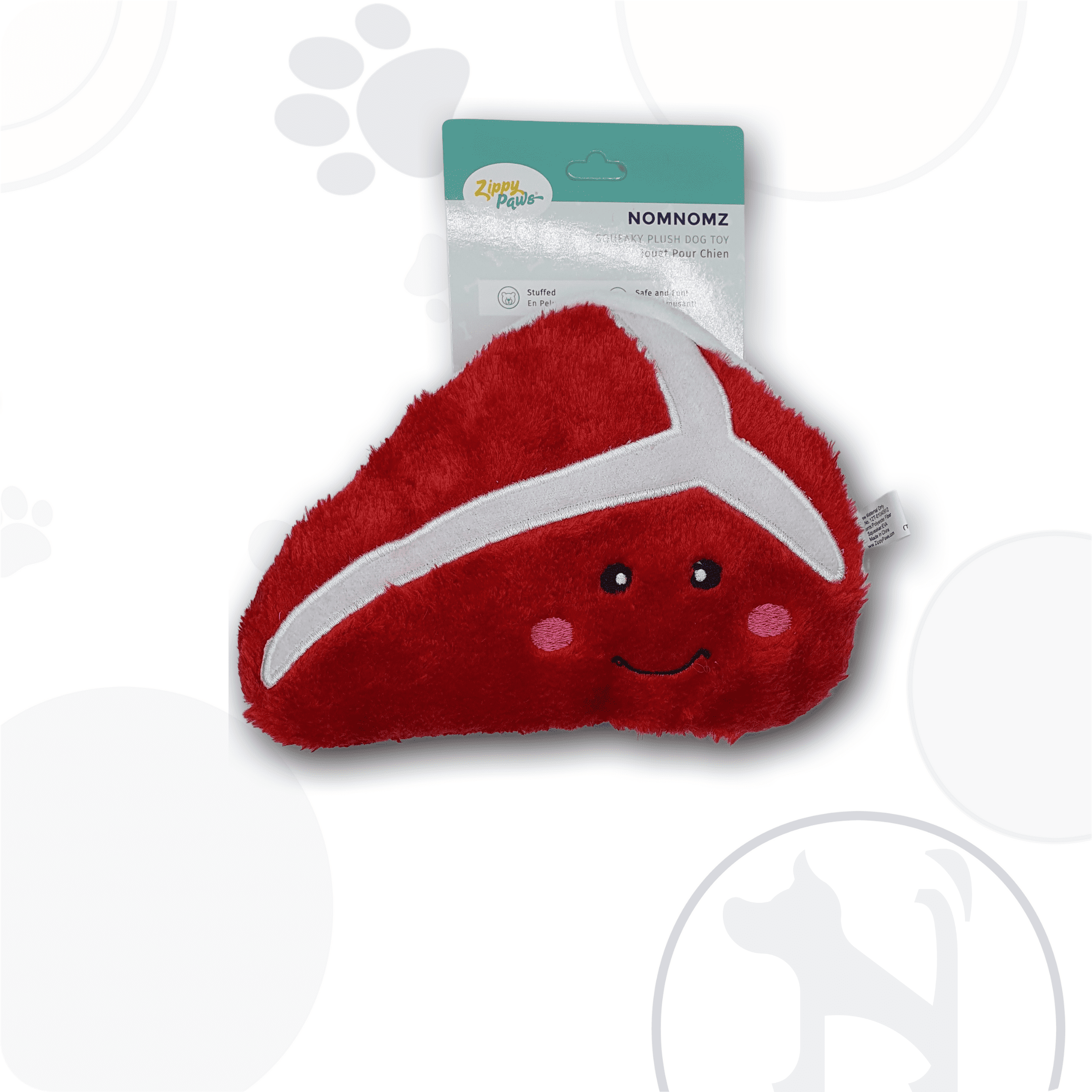 NomNomz - Steak Squeaky Plush Dog Toy